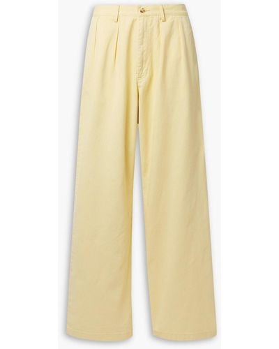 Denimist Blair Pleated Cotton-twill Wide-leg Trousers - Yellow