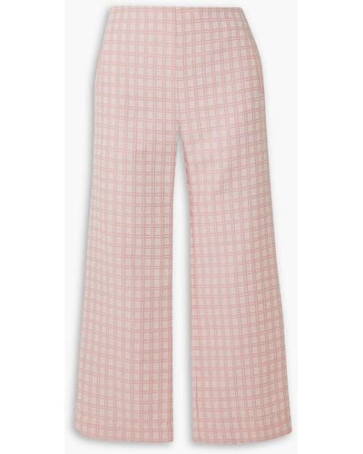Lisa Marie Fernandez Cropped Checked Cotton-blend Bouclé-jacquard Straight-leg Trousers - Pink