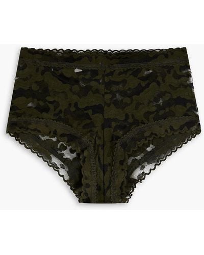 Hanky Panky Signature Camouflage Stretch-lace Mid-rise Briefs - Black
