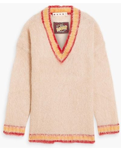 Marni Oversized Mohair-blend Sweater - Pink