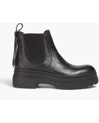 Red(V) Leather Chelsea Boots - Black