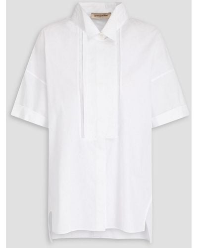 Gentry Portofino Hemd aus baumwollpopeline mit organza-besatz - Weiß
