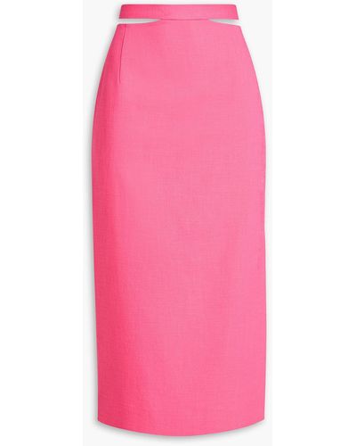 Sandro Rihana Cutout Grain De Poudre Midi Skirt - Pink
