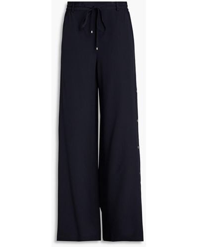 Zuhair Murad Snap-detailed Silk Crepe De Chine Flared Pants - Blue