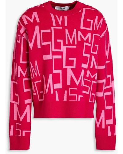 MSGM Jacquard-knit Wool-blend Jumper - Red