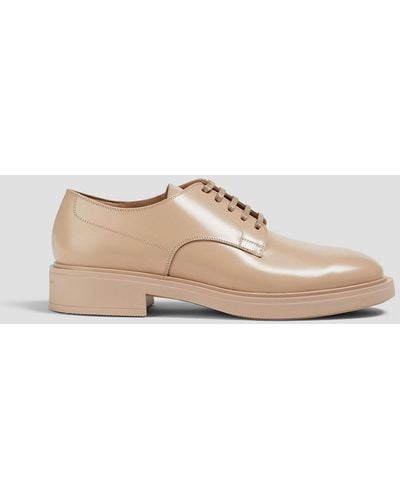 Gianvito Rossi Bobby Glossed-leather Brogues - Natural