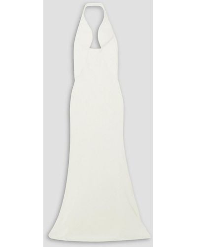 Christopher Esber Panelled Piqué And Silk-crepe Halterneck Gown - White