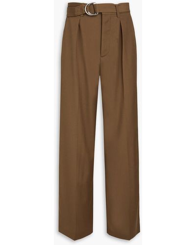 Nanushka Bento Belted Pleated Woven Suit Pants - Brown