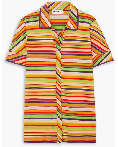 Kenneth Ize Striped Silk And Cotton-blend Shirt - Orange