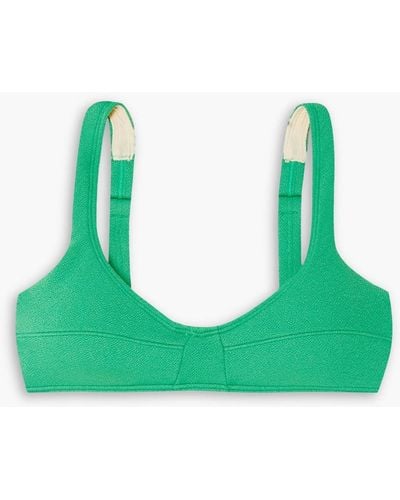 Peony Stretch-crepe Bikini Top - Green
