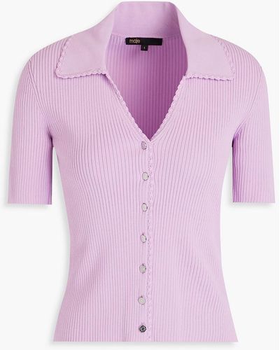 Maje Ribbed-knit Cardigan - Pink