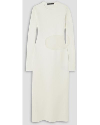 Zeynep Arcay Mesh-paneled Stretch-knit Midi Dress - White