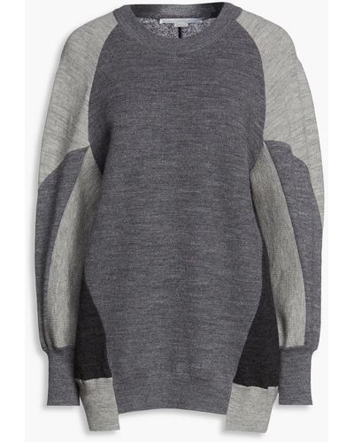 Stella McCartney Color-block Wool-blend Sweater - Grey