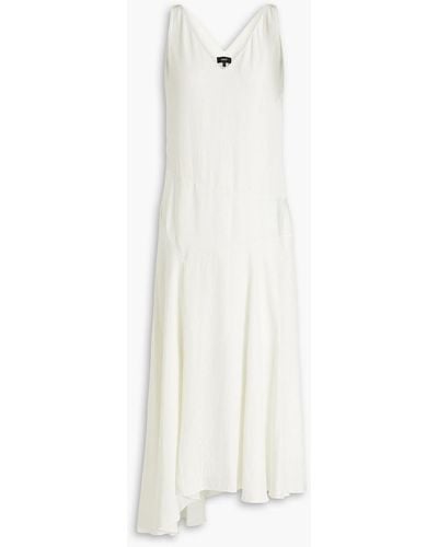 Theory Asymmetric Washed Twill Midi Dress - White