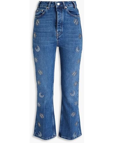 Maje Studded High-rise Flared Jeans - Blue