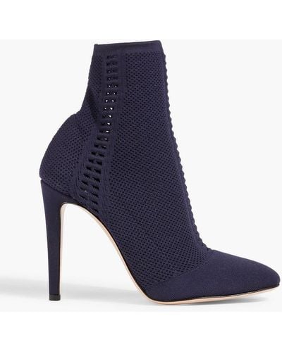 Gianvito Rossi Vires 105 Stretch-knit Sock Boots - Blue