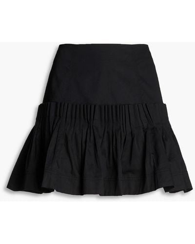 Aje. Niki Pleated Cotton-poplin Mini Skirt - Black