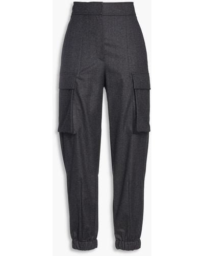 Brunello Cucinelli Cropped Mélange Wool Tapered Pants - Grey