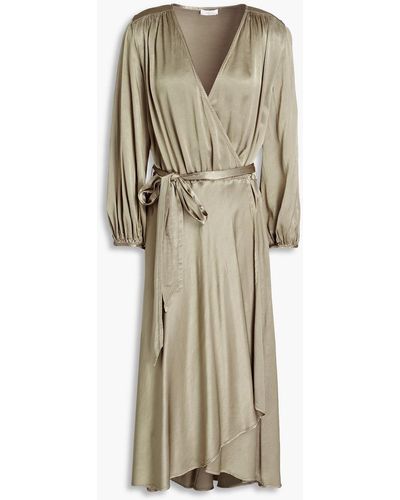 Ghost aggie Satin-crepe Wrap Dress - Natural