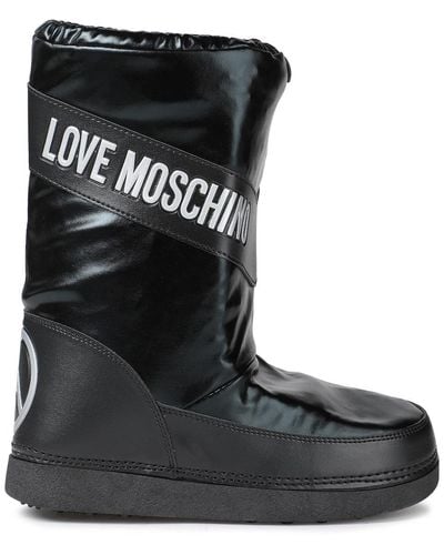 Love Moschino Appliquéd Faux Leather Snow Boots - Black