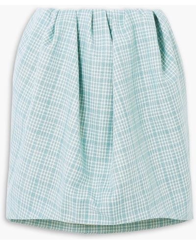 Nina Ricci Gathered Checked Wool-tweed Mini Skirt - Blue