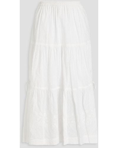 See By Chloé Embroidered Fil Coupé Cotton Midi Skirt - White