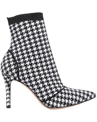 Gianvito Rossi 85 Houndstooth Stretch-knit Sock Boots - Black