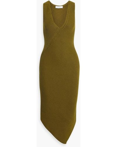 Equipment Lucasse Asymmetric Ribbed Cotton-blend Midi Dress - Green