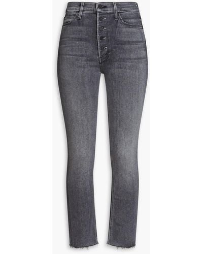 Mother The Pixie Dazzler Faded High-rise Slim-leg Jeans - Grey