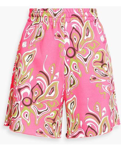 Emilio Pucci Printed French Cotton-terry Shorts - Pink