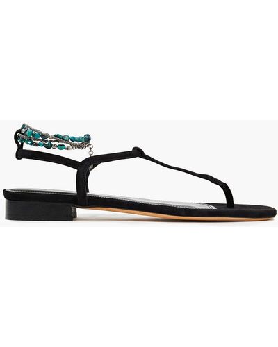IRO Astley Embellished Suede Sandals - Black