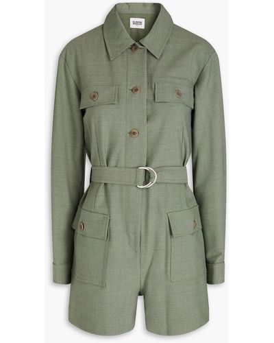 Claudie Pierlot Belted Twill Playsuit - Green