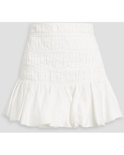Aje. La Vie Ruffled Shirred Cotton-poplin Mini Skirt - White