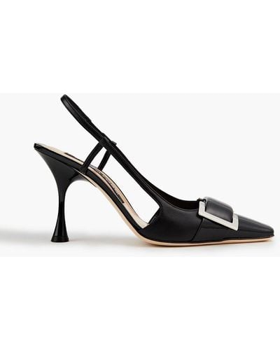 Sergio Rossi Embellished Smooth And Patent-leather Pumps - Black