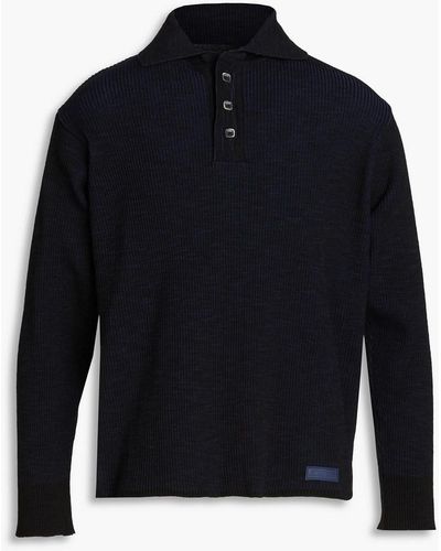 Jacquemus Teramo Ribbed Cotton-blend Polo Jumper - Blue