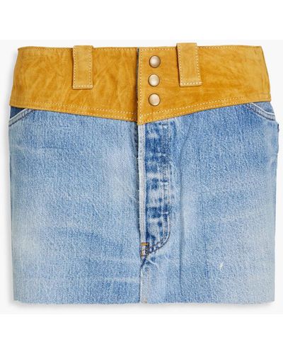 Levi's Suede-paneled Denim Mini Skirt - Blue