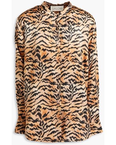 Saloni Bobbi hemd aus seidensatin mit tigerprint - Mehrfarbig