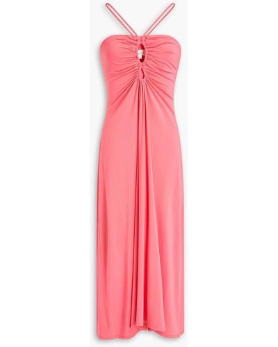A.L.C. Julieta Ruched Cutout Jersey Midi Dress - Pink
