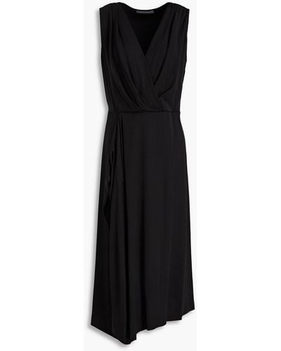 Alberta Ferretti Wrap-effect Draped Cady Midi Dress - Black