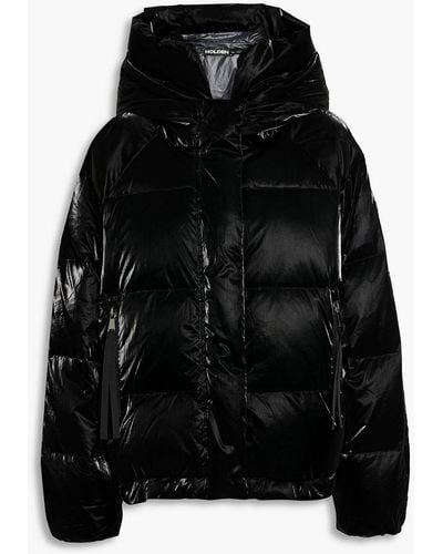 Holden Quilted Coated Hooded Down Jacket - Black