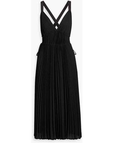 Proenza Schouler Tie-detailed Pleated Crepe Midi Dress - Black