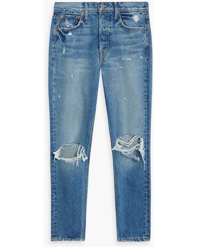 GRLFRND Karolina Distressed High-rise Skinny Jeans - Blue