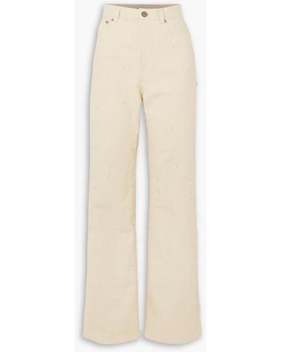 Acne Studios Distressed High-rise Straight-leg Jeans - Natural