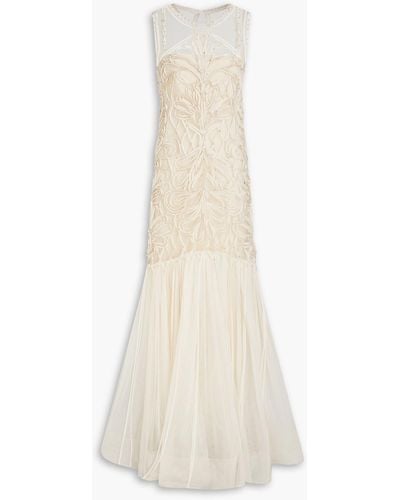 Alberta Ferretti Crystal-embellished Tulle And Organza Gown - White