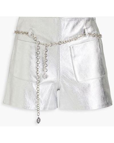Maje Belted Leather Shorts - White