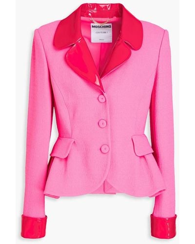 Moschino Jacke aus crêpe mit vinylbesatz und schößchen - Pink