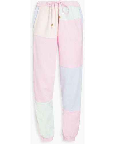 LoveShackFancy Wilder Patchwork French Cotton-terry Track Trousers - Pink