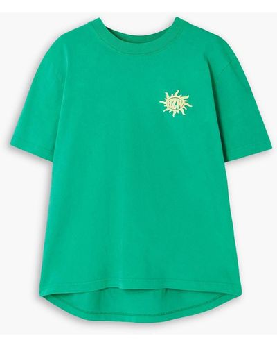 Holzweiler Kjerag Flocked Cotton-jersey T-shirt - Green