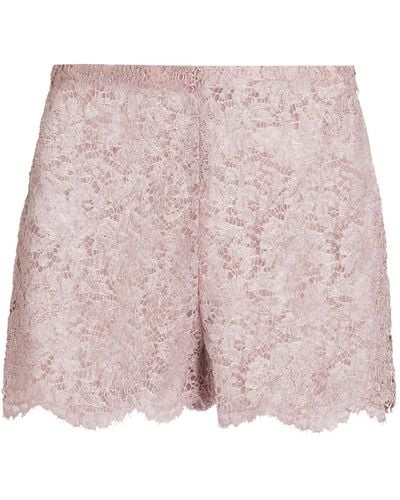 Valentino Garavani Shorts aus schnurgebundener spitze mit metallic-effekt - Pink