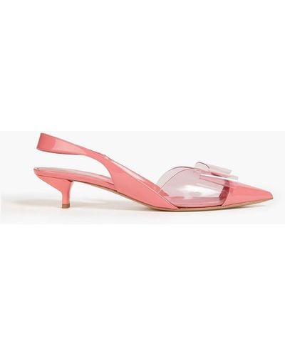 Emporio Armani Bow-detailed Pvc And Patent-leather Slingback Pumps - Pink